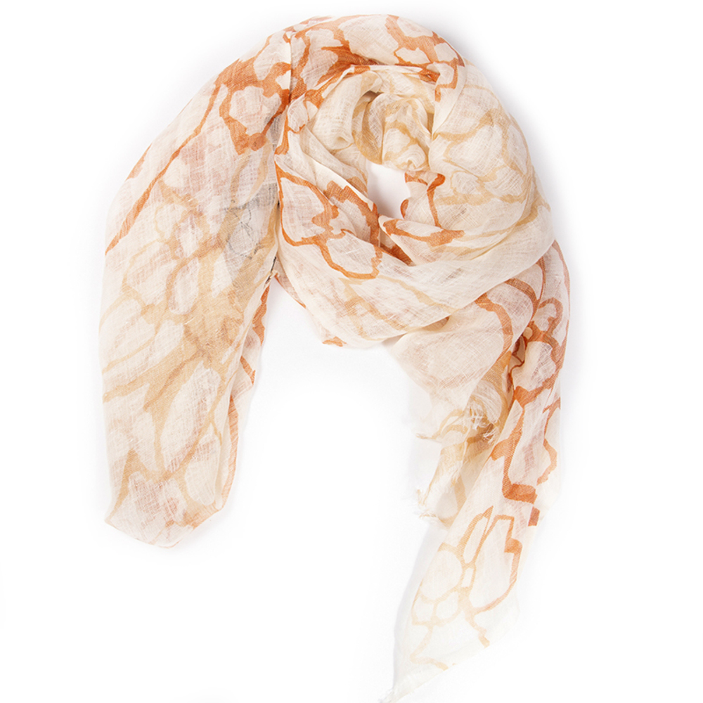 PASHMA SANDALWOOD & ANTIQUE WHITE PALANKIN SCARF | WOMENS SIZE 200CM